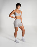 Amplify Mid Rise Short in LT Heather – women's shorts with breathable fabric, view 7