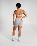 Amplify Mid Rise Short in LT Heather – women's shorts in nylon and polyester fabric, view 6