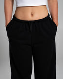 Core Midweight Fleece Sweatpant in Black – women's sweatpants in cotton and polyester fabric, view 5