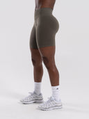 Pump Mid Rise Biker Short - Khaki