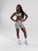 Pump Mid Rise Biker Short - LT Heather