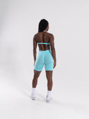 Pump Mid Rise Biker Short - Aqua Blue
