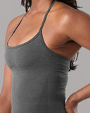 Halter Push Tank - Dark Heather Grey