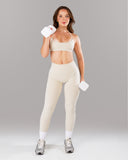 Pump Mid Rise Legging - Wheat w/ Logo