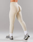 Pump Mid Rise Legging - Wheat w/ Logo