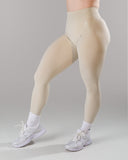 Pump Mid Rise Legging - Wheat w/ Logo
