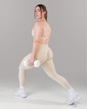 Pump Mid Rise Legging - Wheat w/ Logo