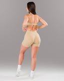 Pump Mid Rise Short - Sahara w/ Logo