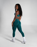 Pump Mid Rise Legging in Dark Teal – women's mid-rise seamless compression legging, view 4