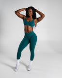 Pump Mid Rise Legging in Dark Teal – women's mid-rise seamless compression legging, view 7