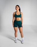 Pump High Rise Short in Dark Teal – women's shorts in nylon and polyester fabric, view 5