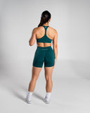 Pump High Rise Short in Dark Teal – women's high-rise seamless compression shorts, view 4