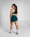 Pump High Rise Short in Dark Teal – women's high-rise seamless compression shorts, view 7