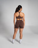 Pump High Rise Short in Cedar – women's high-rise seamless compression shorts, view 4