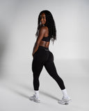 Pump Mid Rise Legging in Black – women's mid-rise seamless compression legging, view 4