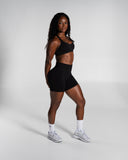 Pump Mid Rise Short in Black – Alphalete women's shorts, view 6