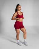 Pump High Rise Short in Strawberry Jam – women's shorts in nylon and polyester fabric, view 5
