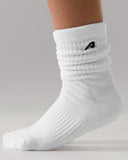 Scrunch Sock 3pk in White / Wheat / Heather Grey – women's crew socks, view 4