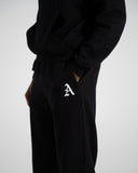 Staple Emblem Fleece Sweatpant in Black – unisex sweatpants in cotton and polyester fabric, view 5