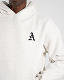 Staple Emblem Fleece Hoodie in Oatmeal – unisex hoodie in cotton and polyester fabric, view 5