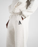 Staple Emblem Fleece Sweatpant in Oatmeal – unisex sweatpants in cotton and polyester fabric, view 5
