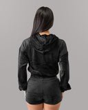 Velour Zip Hoodie - Black