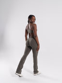 Pump Mid Rise Flared Pant Long - Khaki